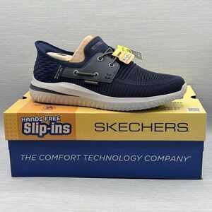 Skechers Men's 10 Shoes Blue Slip Ins Sneakers Hands Free Delson Navy 210606